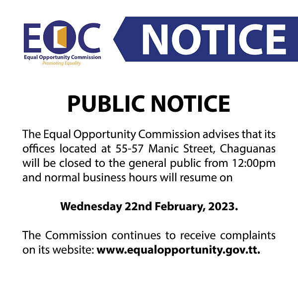 Public Notice: Closure of Offices for Carnival.
